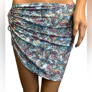VDM The Label Light Blue Floral‎ and Paisley Swim Skirt Cover Size M